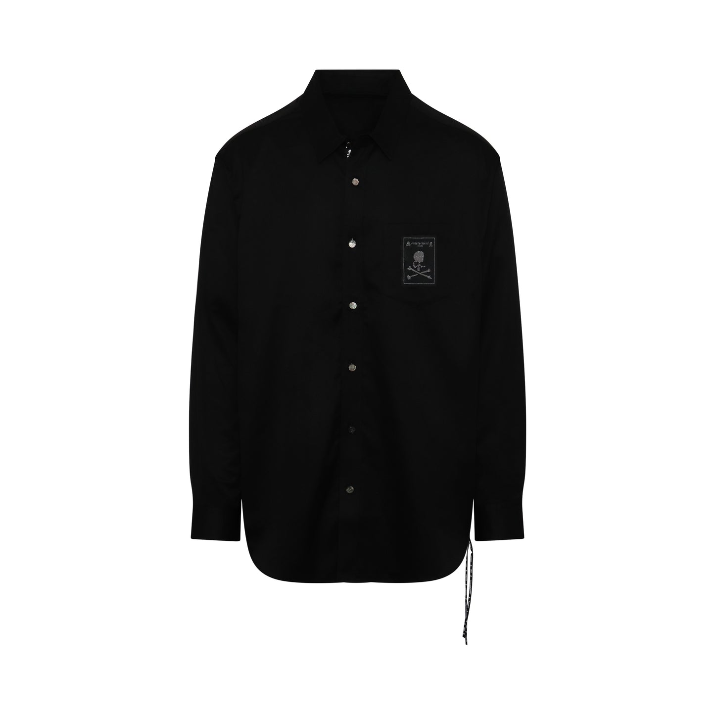 Printed Logo And Skull Satin Shirt in Black