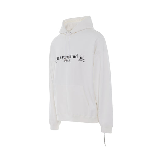 Logo And Skull Boxy Fit Hoodie in White