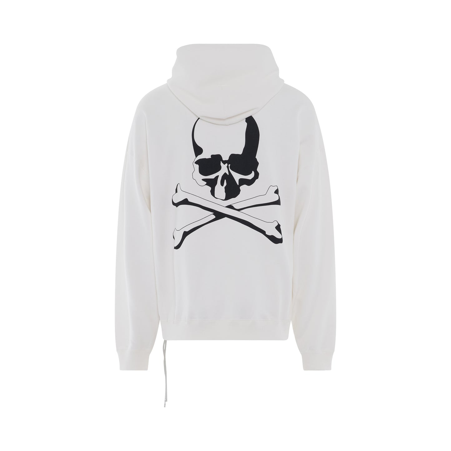 Logo And Skull Boxy Fit Hoodie in White
