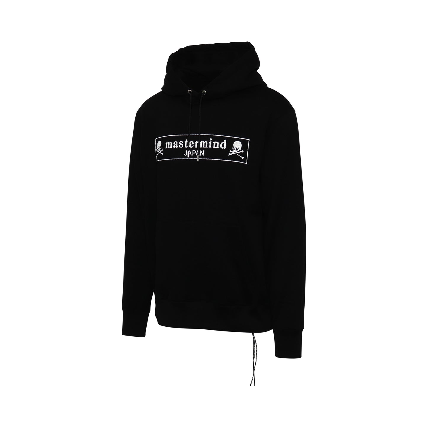 Boxed Logo Glass Beads Hoodie in Black