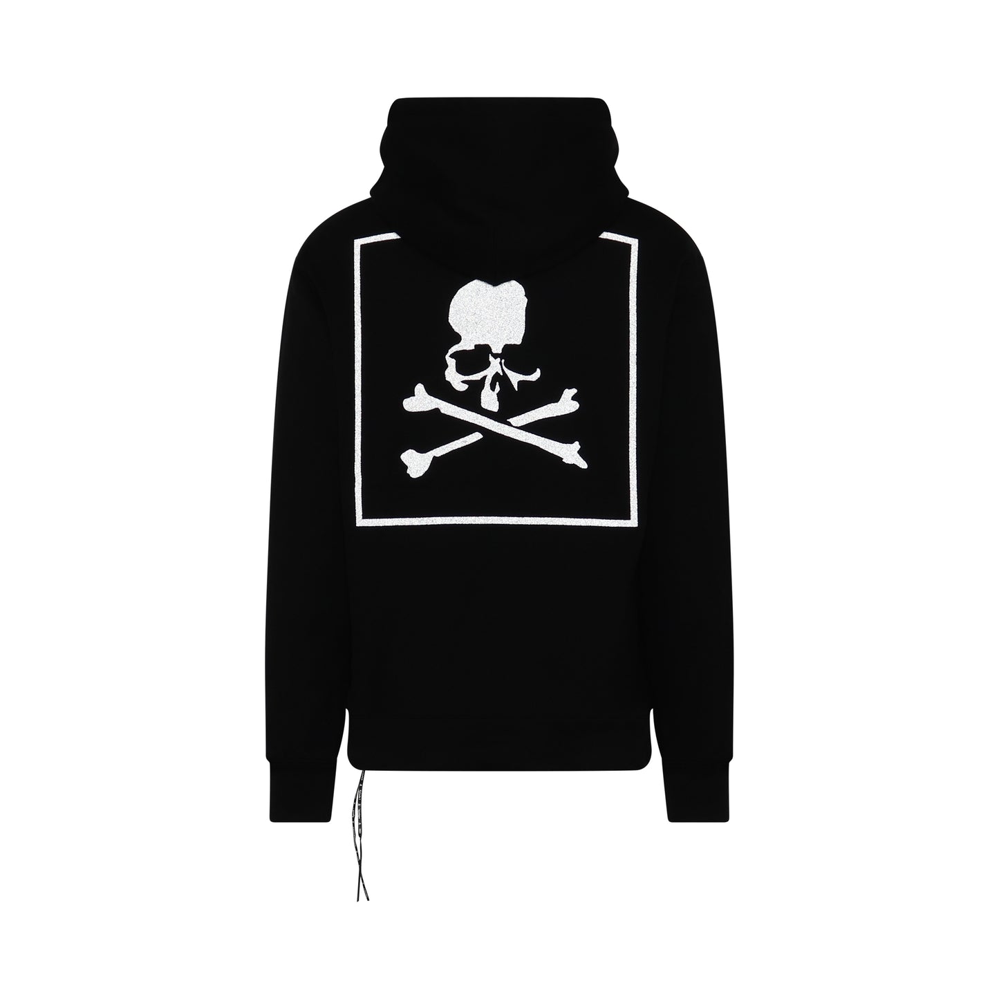 Boxed Logo Glass Beads Hoodie in Black