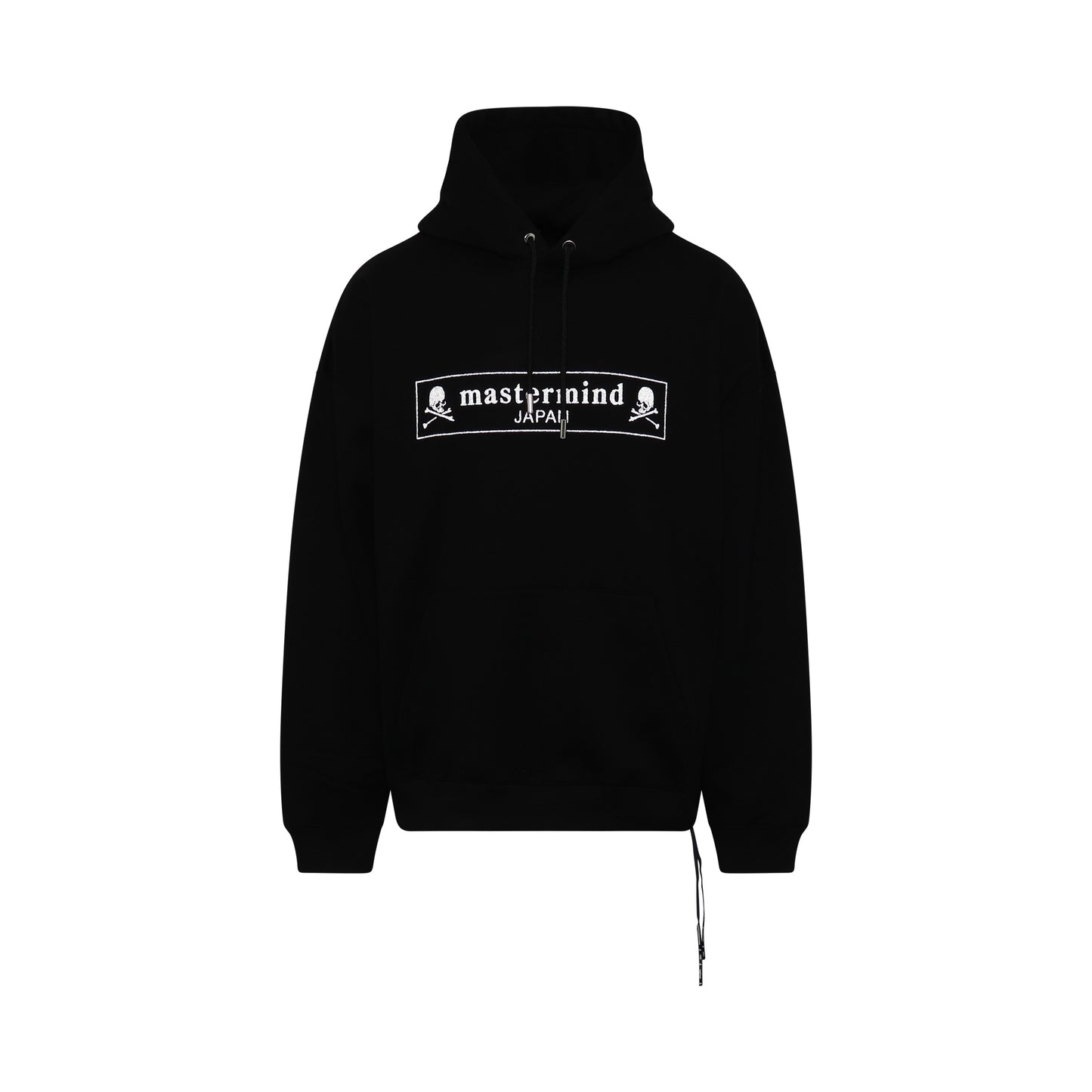 Boxed Logo Glass Beads Boxy Fit Hoodie in Black