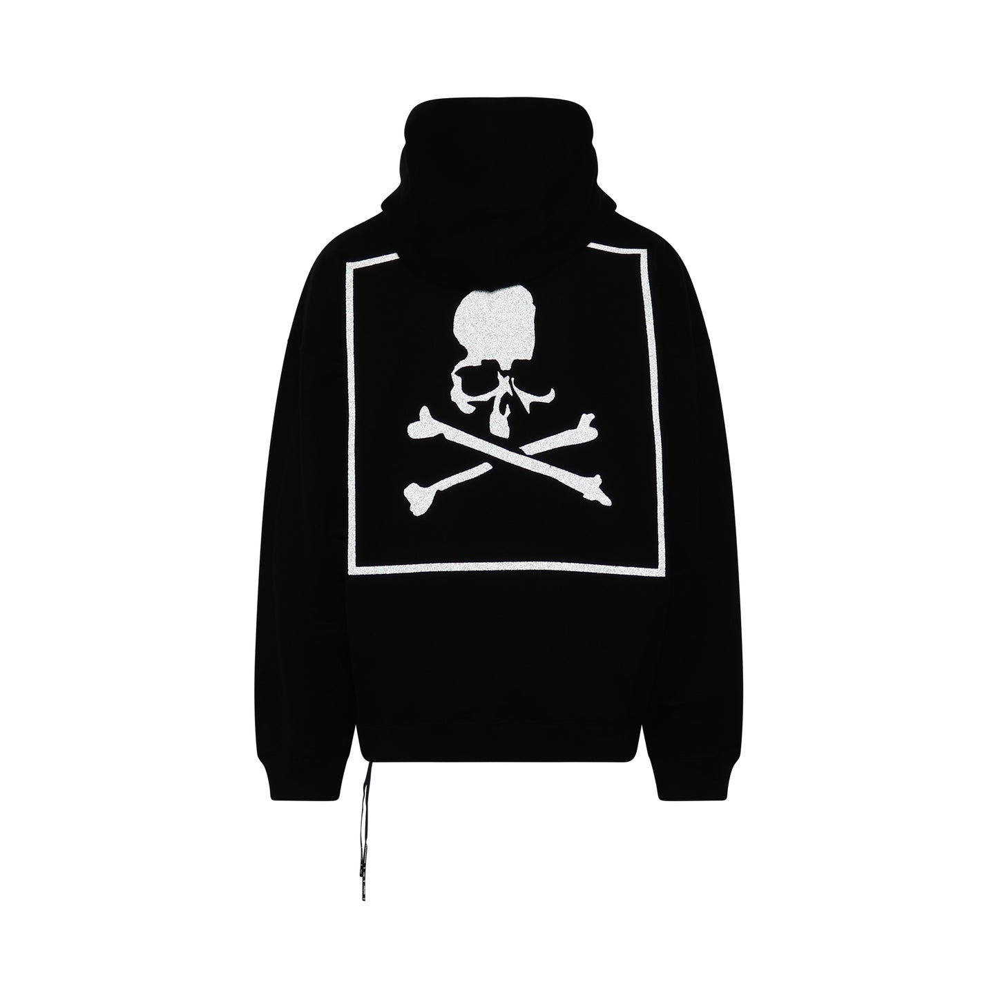 Boxed Logo Glass Beads Boxy Fit Hoodie in Black