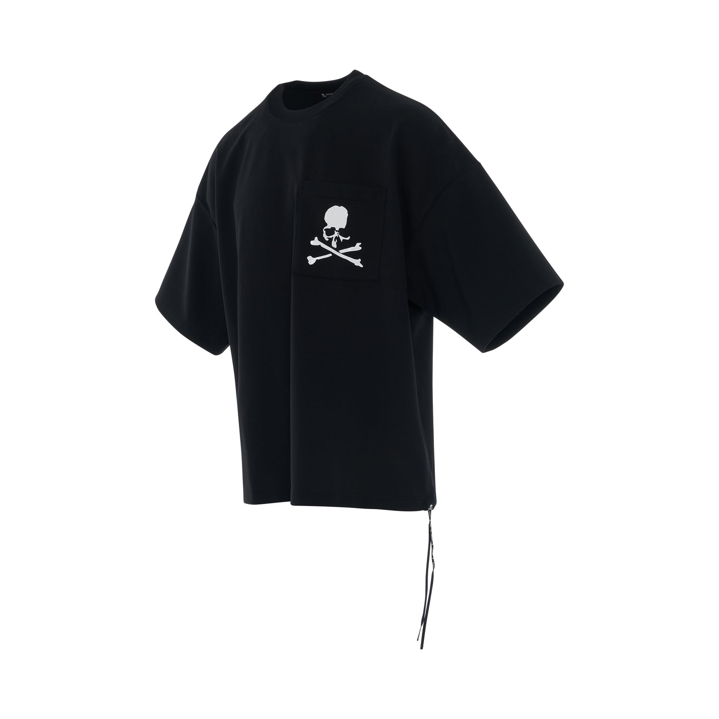 Slicone Skull On Pocket Boxy Fit T-Shirt in Black