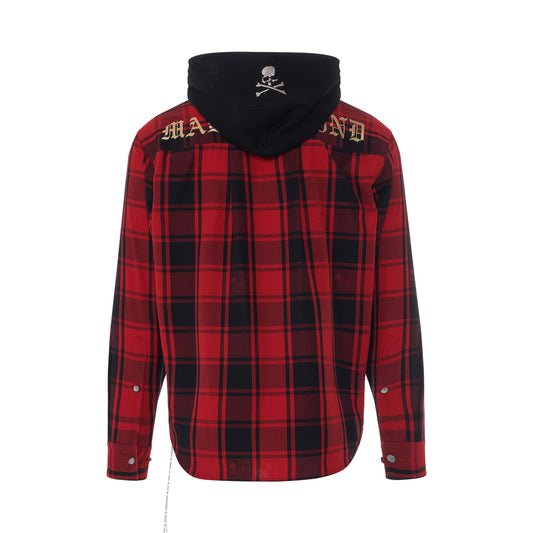 Hooded Plaid Shirt in Red