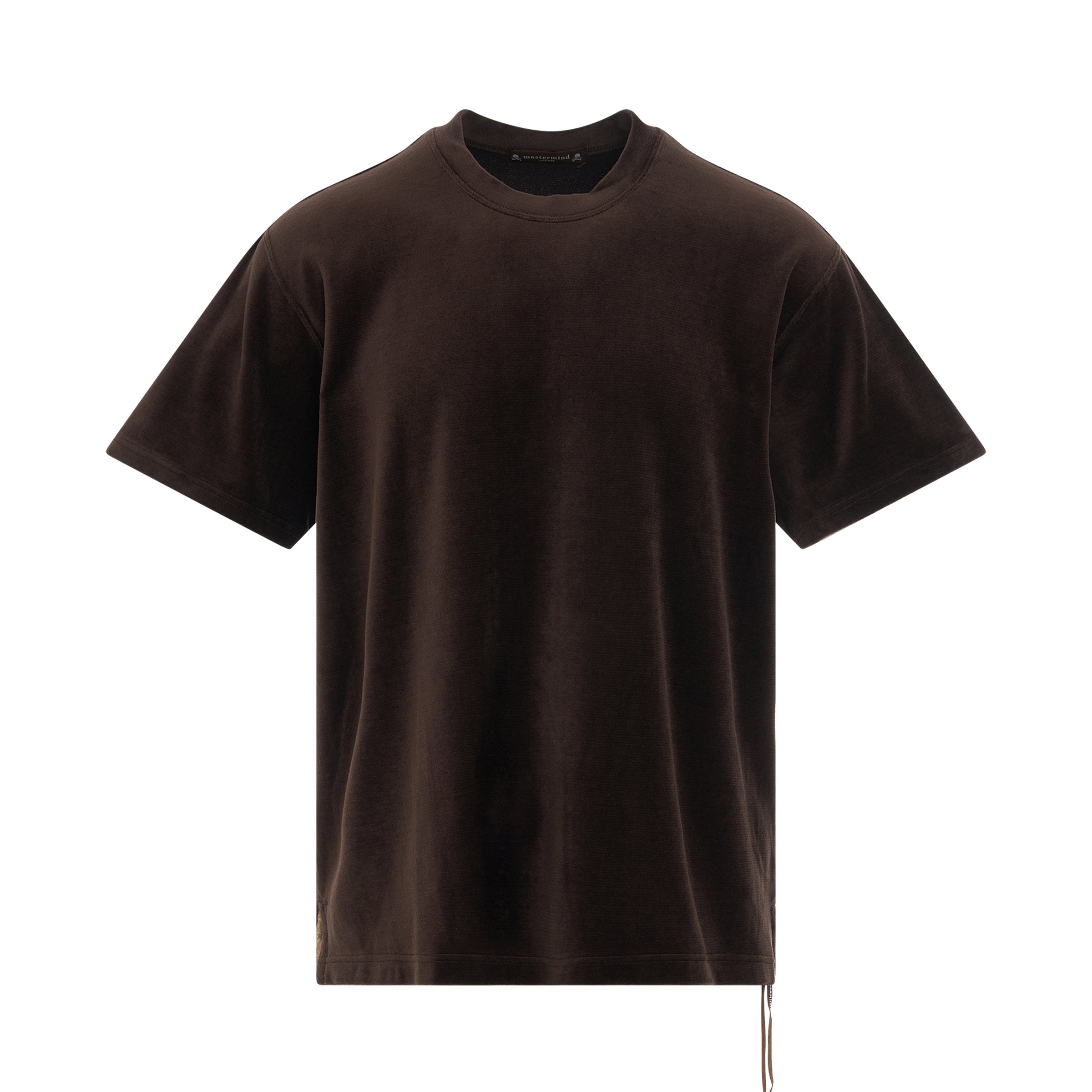 Bleached Circle Logo Velour T-Shirt in Brown