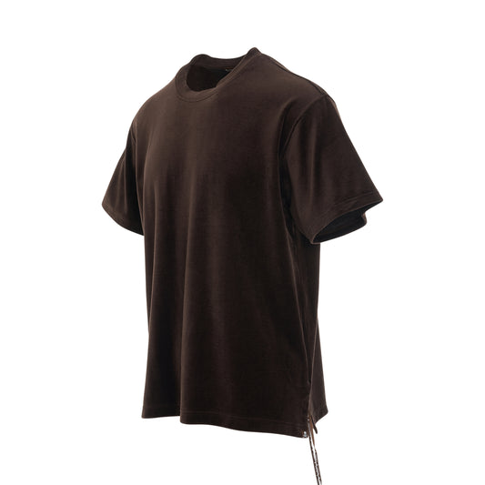 Bleached Circle Logo Velour T-Shirt in Brown