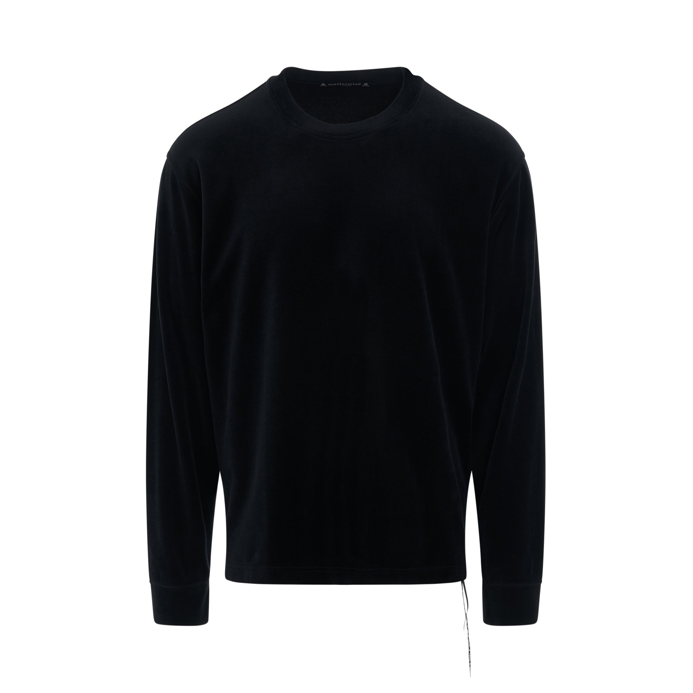 Bleached Circle Logo Velour Long Sleeve T-Shirt in Black