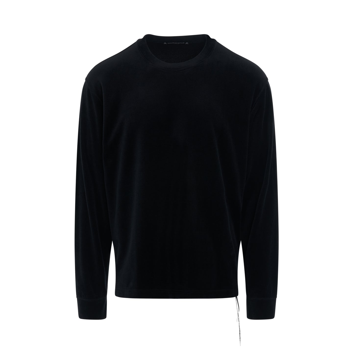 Bleached Circle Logo Velour Long Sleeve T-Shirt in Black