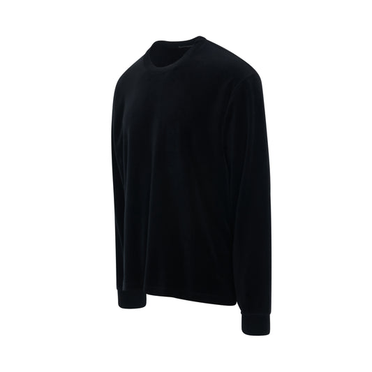 Bleached Circle Logo Velour Long Sleeve T-Shirt in Black