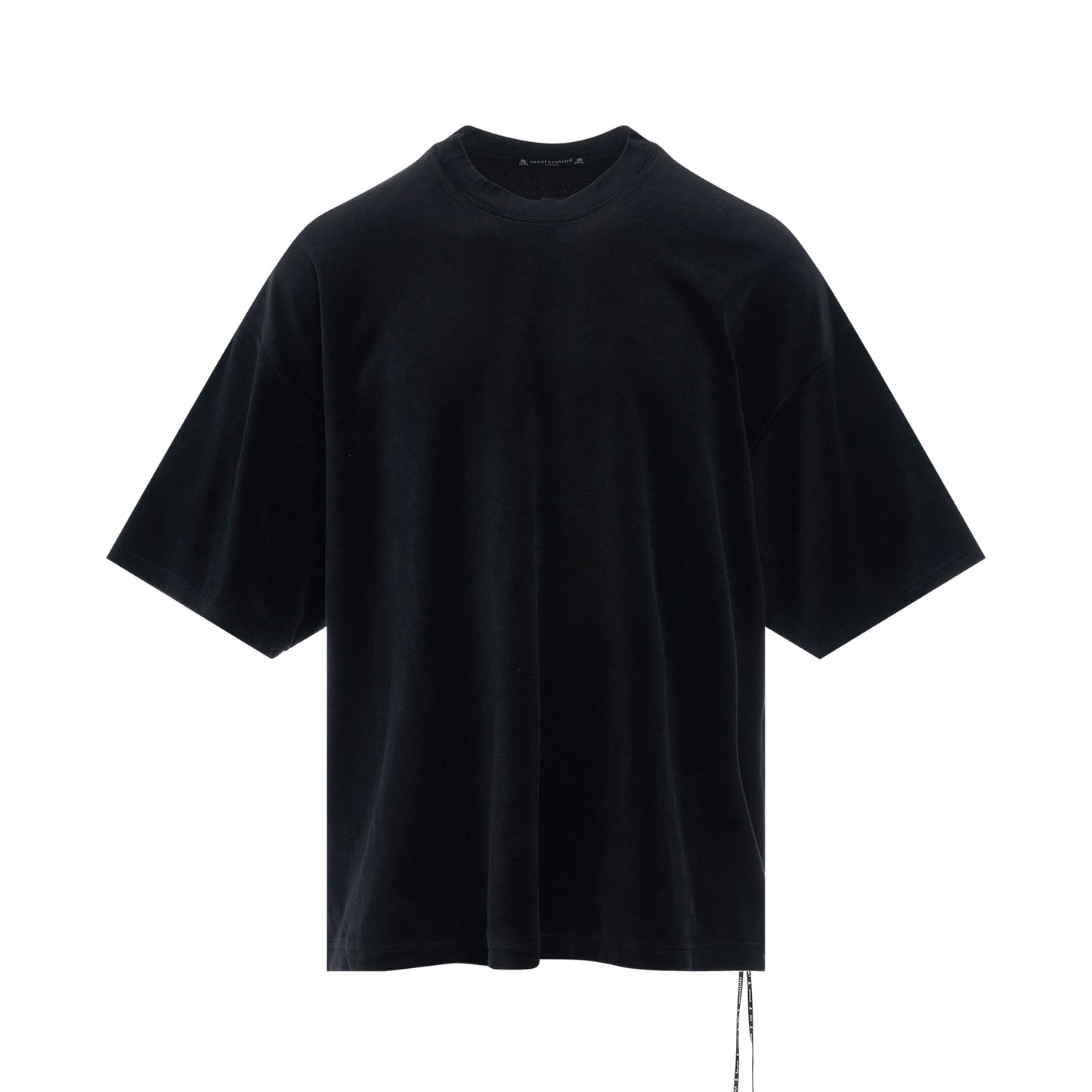 Bleached Circle Logo Velour Boxy Fit T-Shirt in Black