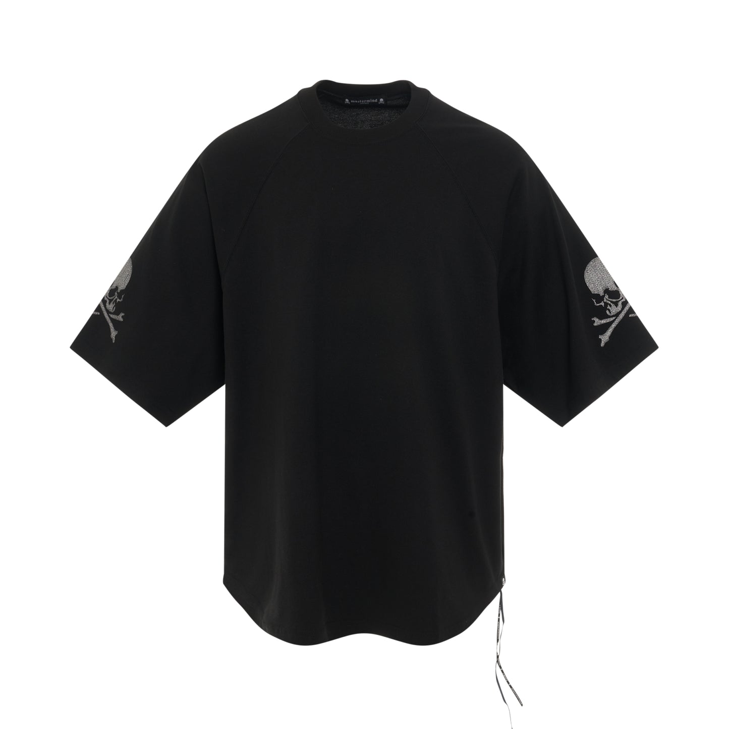 Embroidered Logo Boxy Fit Baseball  T-Shirt in Black