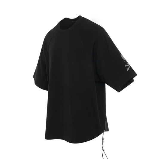 Embroidered Logo Boxy Fit Baseball  T-Shirt in Black