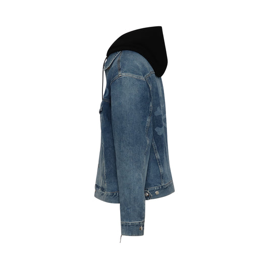 Hooded Denim Trucker Jacket in Indigo