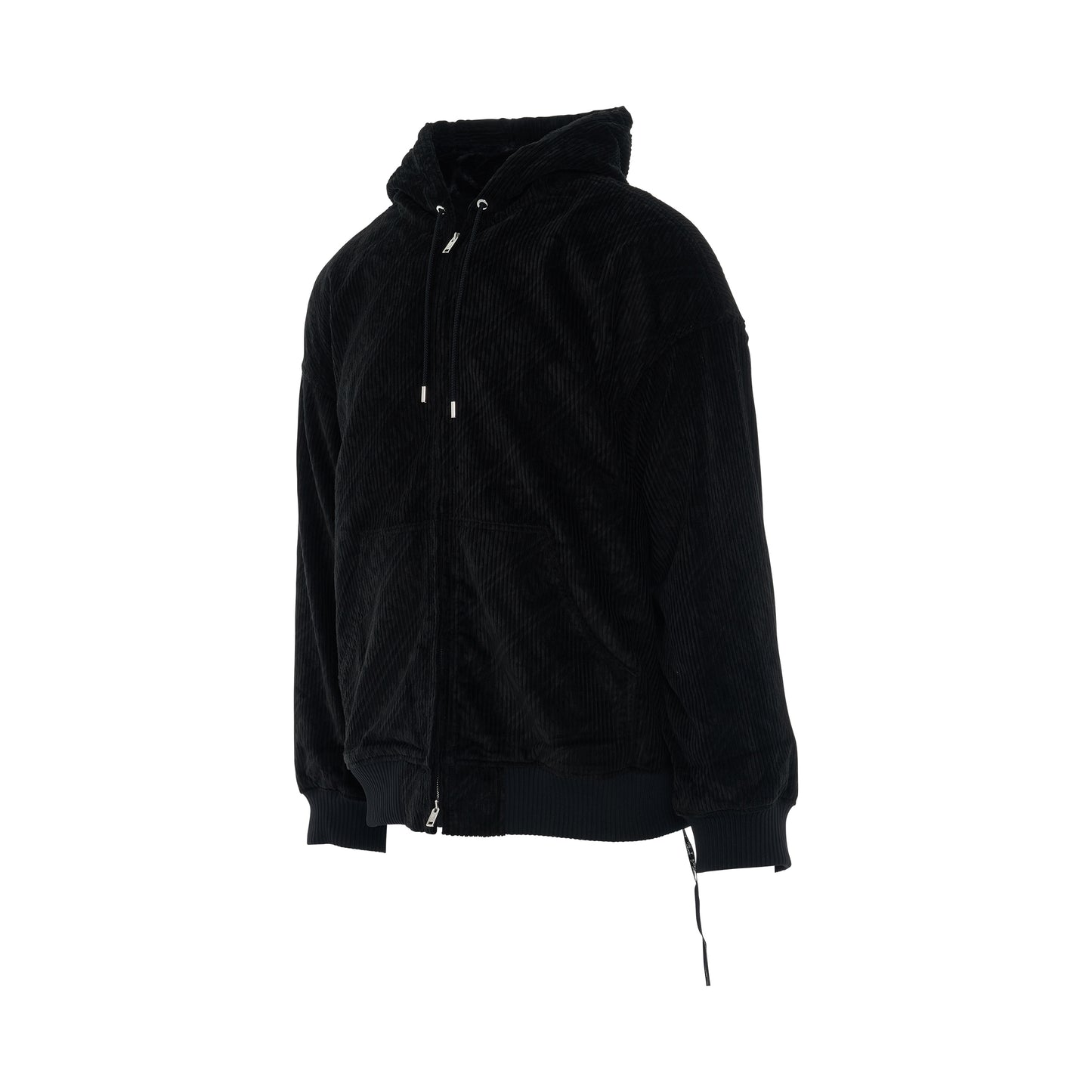 Hooded Corduroy Jacket in Black
