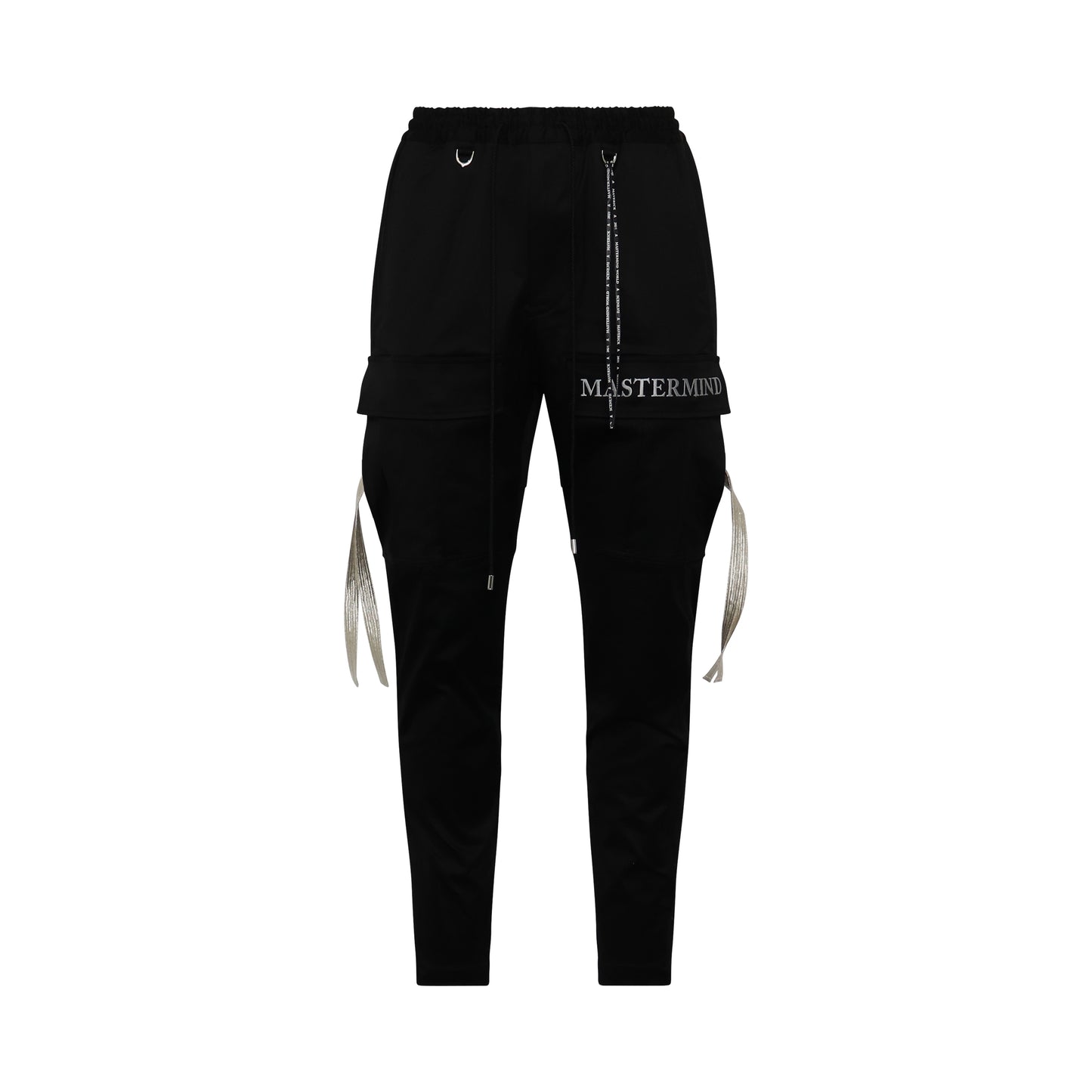 Embroidered Logo Slim Fit Cargo Pants in Black