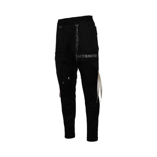 Embroidered Logo Slim Fit Cargo Pants in Black