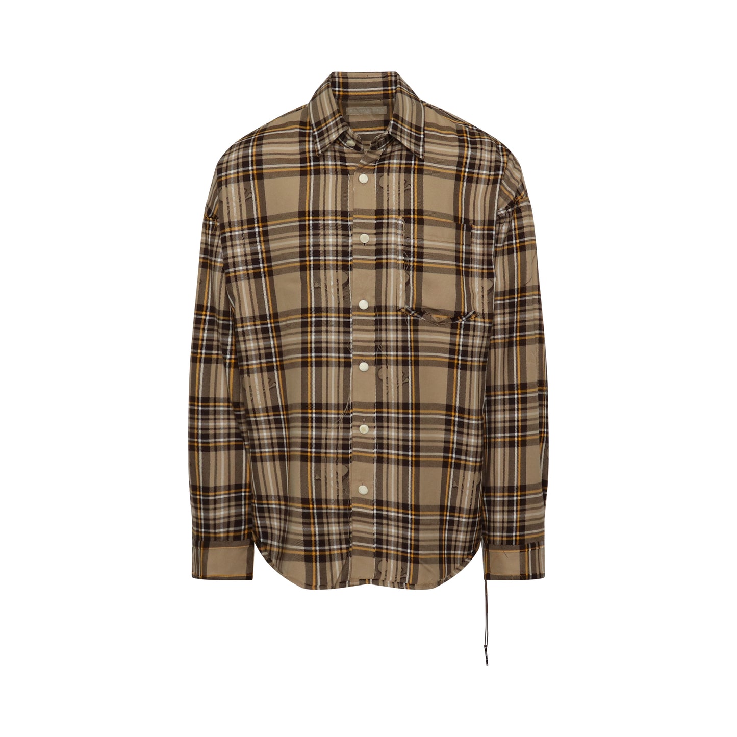 Reversible Plaid Emboidered Logo Shirt in Sand