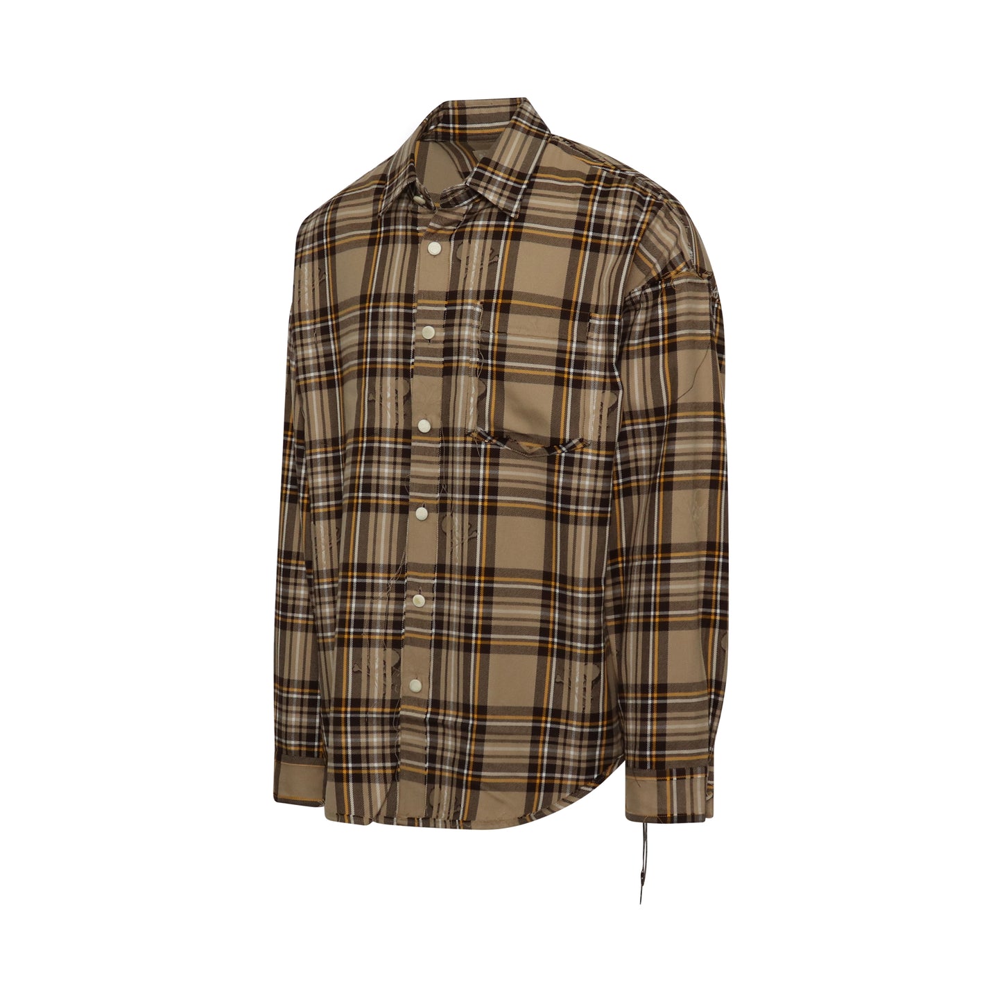 Reversible Plaid Emboidered Logo Shirt in Sand