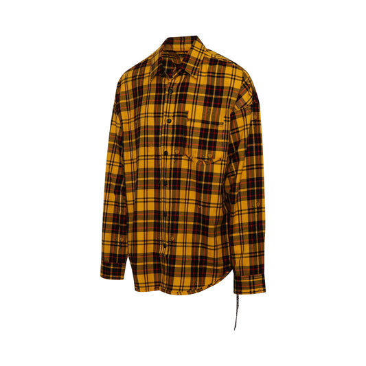 Reversible Plaid Emboidered Logo Shirt in Yellow