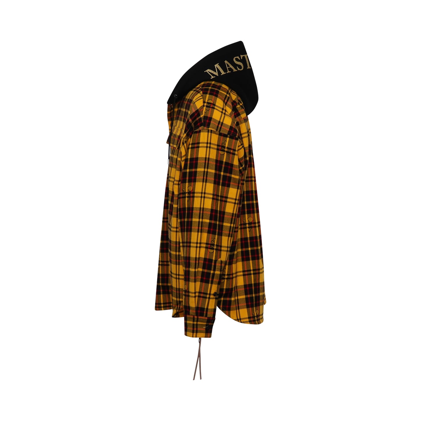Hooded Plaid Emboidered Logo Shirt in Yellow