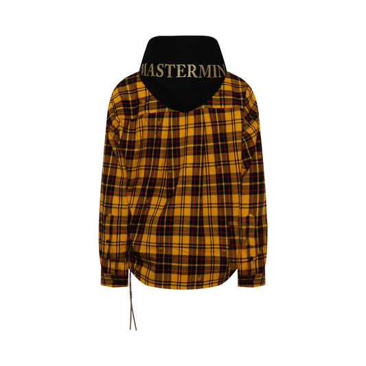 Hooded Plaid Emboidered Logo Shirt in Yellow