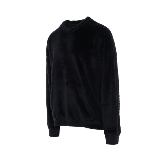 Sherpa Patchworked Skull Boxy Fit Sweatshirt in Black