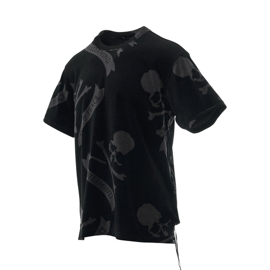 All-Over Skull Velour T-Shirt in Black