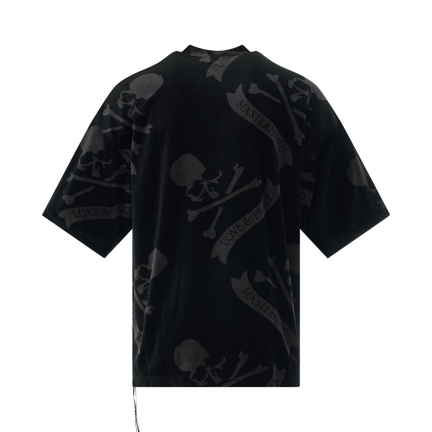 All-Over Skull Velour Boxy Fit T-Shirt in Black