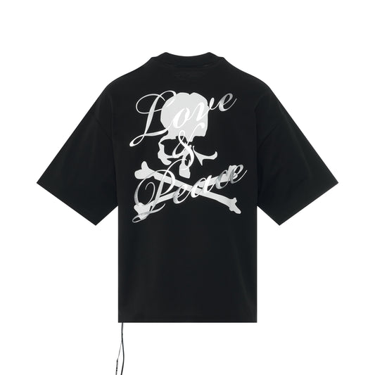 Love & Peace T-Shirt Boxy Fit T-Shirt in Black