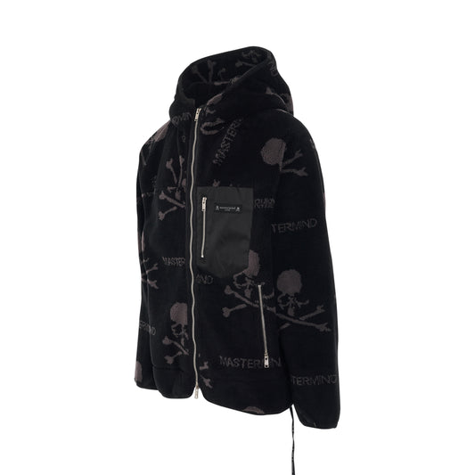 Allover Skull Logo Sherpa Hooded Jacket