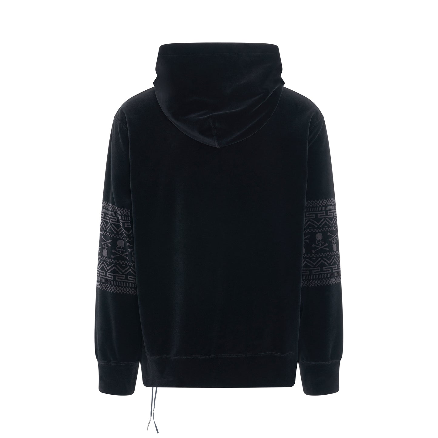 Tribal Skull Velour Hoodie in Black