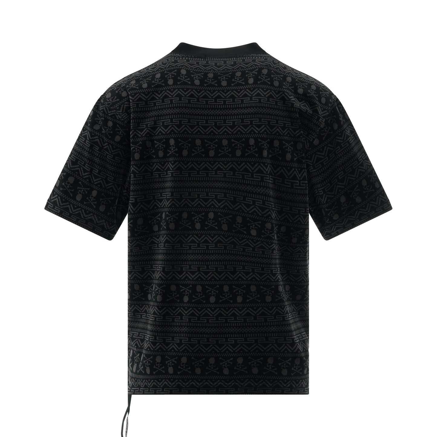 Allover Tribal Skull Velour T-Shirt in Black