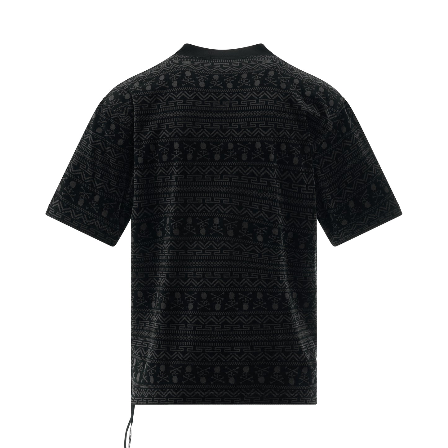 Allover Tribal Skull Velour Boxy Fit T-Shirt in Black