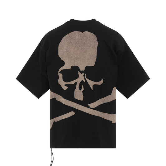 Skull Bleached Logo Boxy Fit T-Shirt in Black