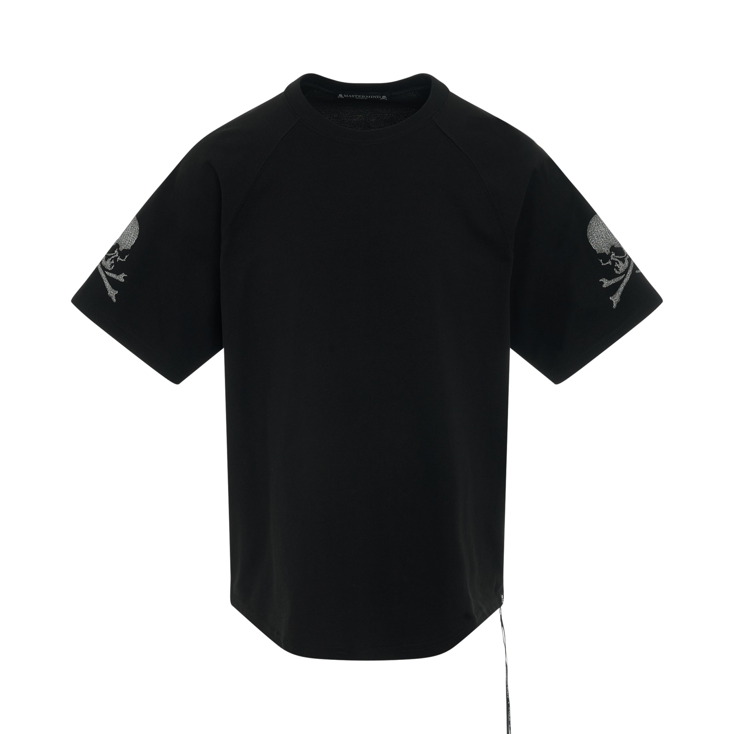 Embroidered Skull Baseball T-Shirt in Black