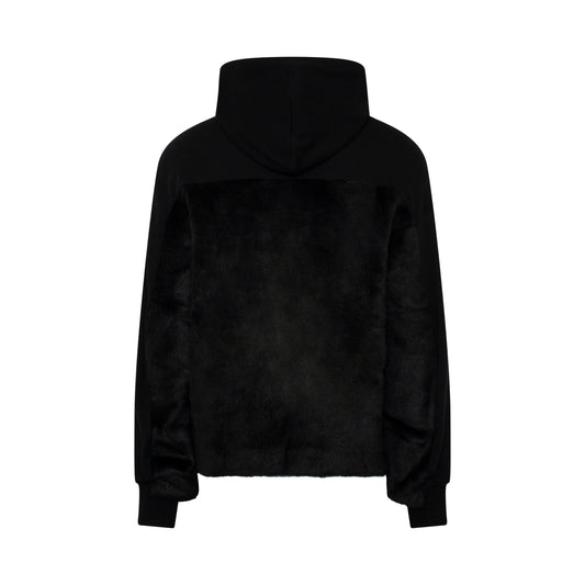 Faux Fur Hoodie in Black