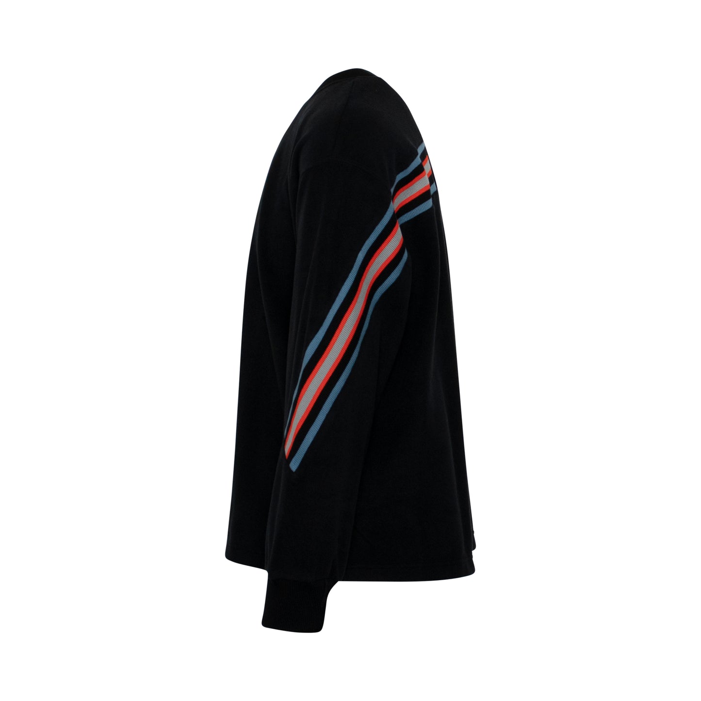 Fleece Rib Long T-Shirt With Fringe in Black