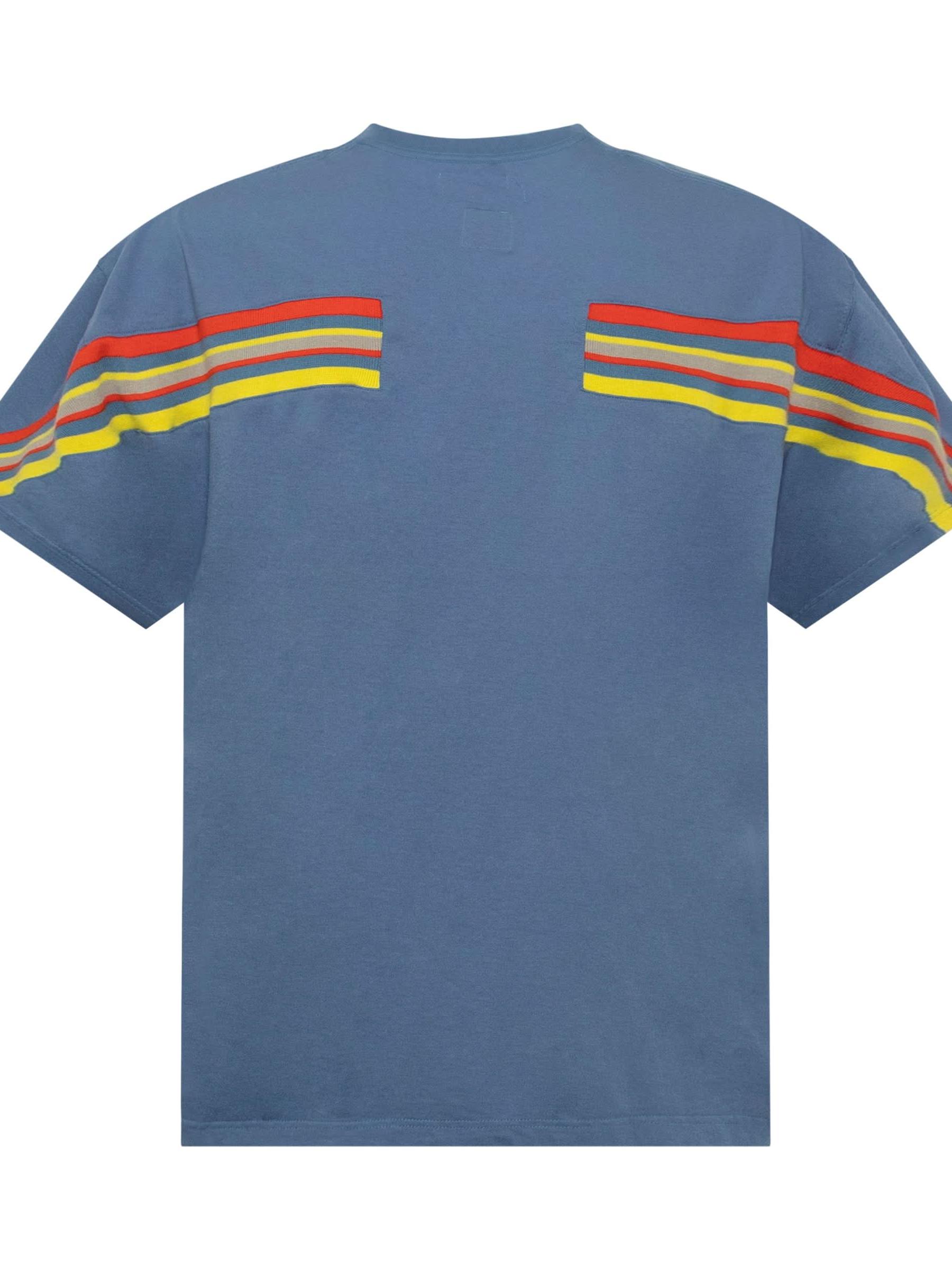 ブルーのリブビッグTシャツ