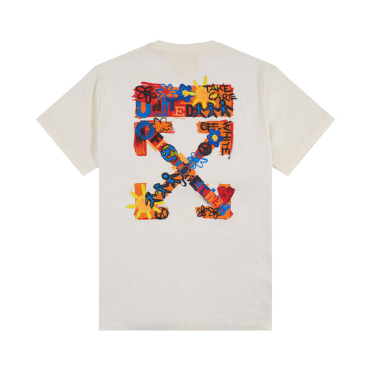 OW Together Short Sleeve T-Shirt in Off White/Orange