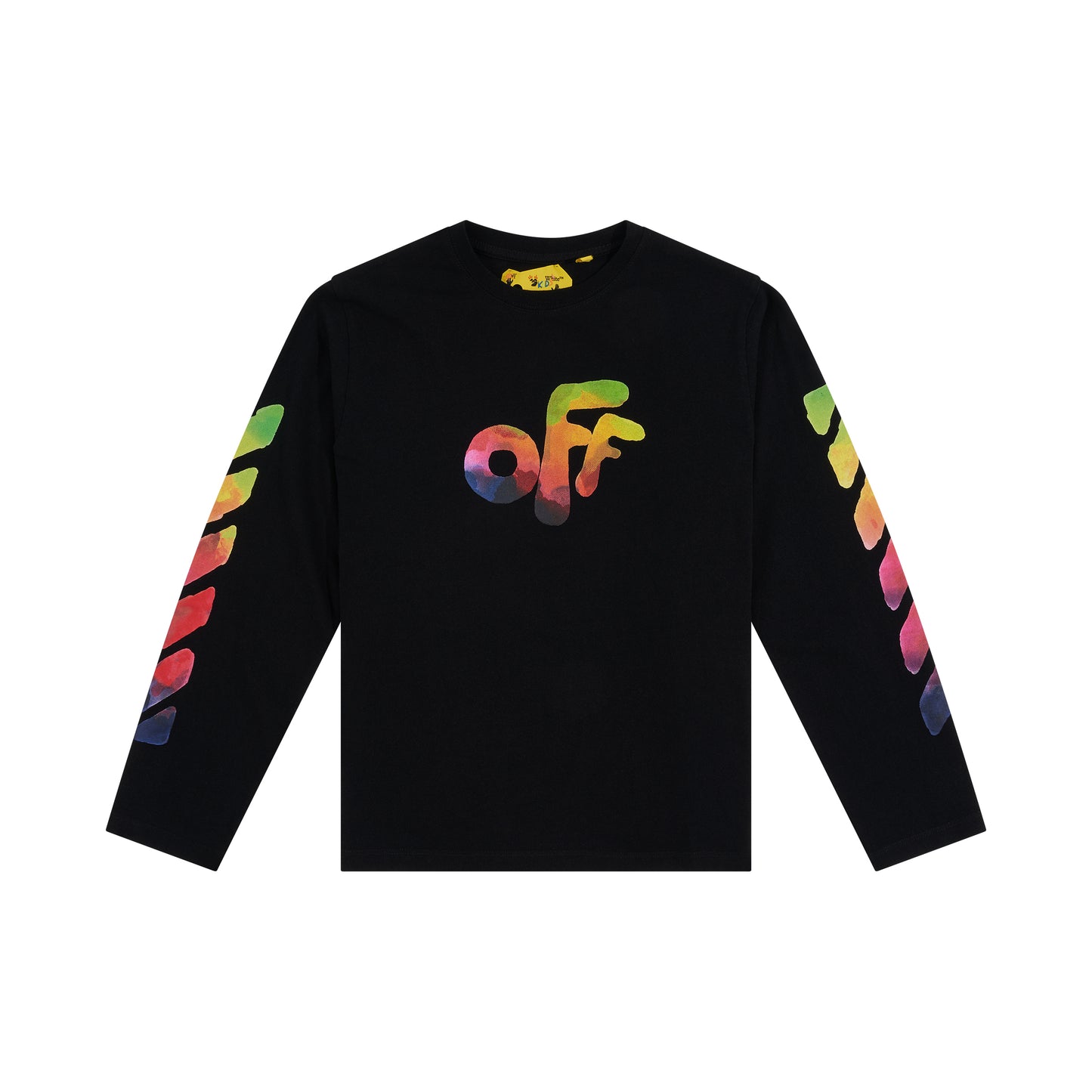 Off Rounded Watercolour Long Sleeve T-Shirt in Black