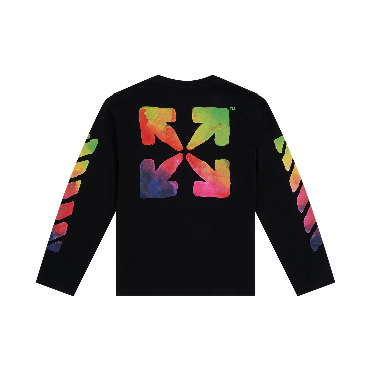 Off Rounded Watercolour Long Sleeve T-Shirt in Black