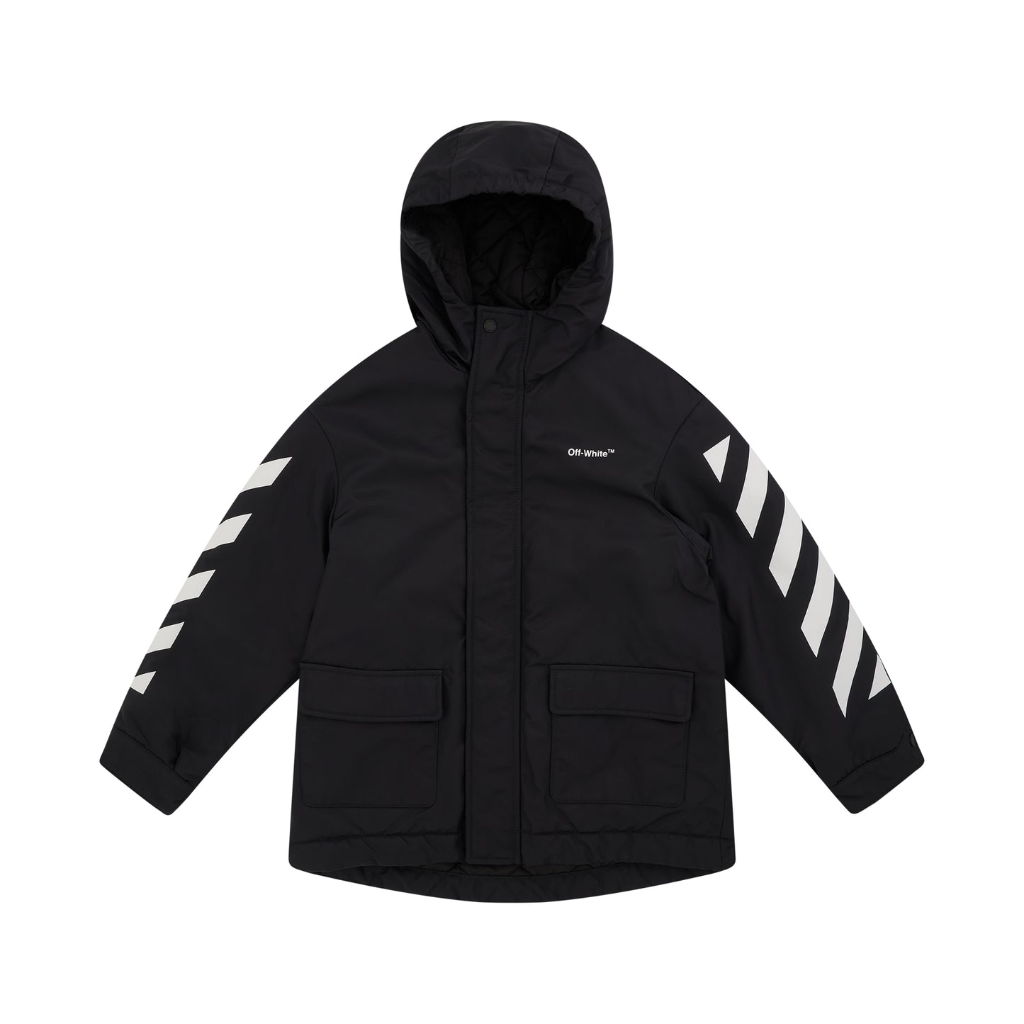 Helvetica Nylon Parka in Black/White