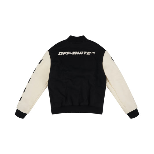 Off-White Bomber Varsity Jacket in Black/White