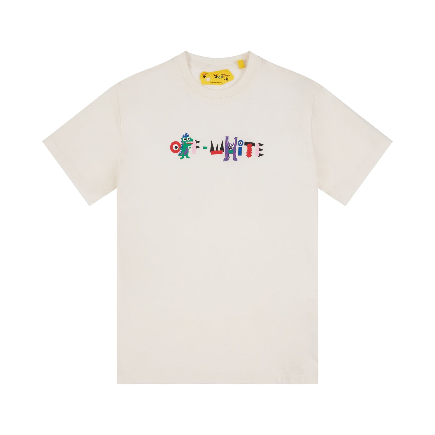 Off-White Monsters Short Sleeve T-Shirt in White/Fuchsia