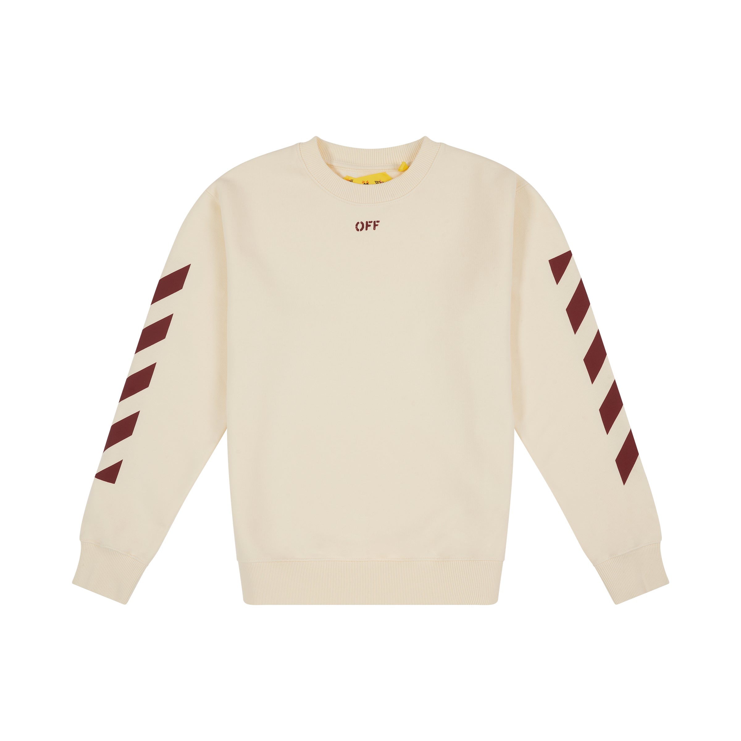 Off Stamp Crewneck in Off White/Burgundy