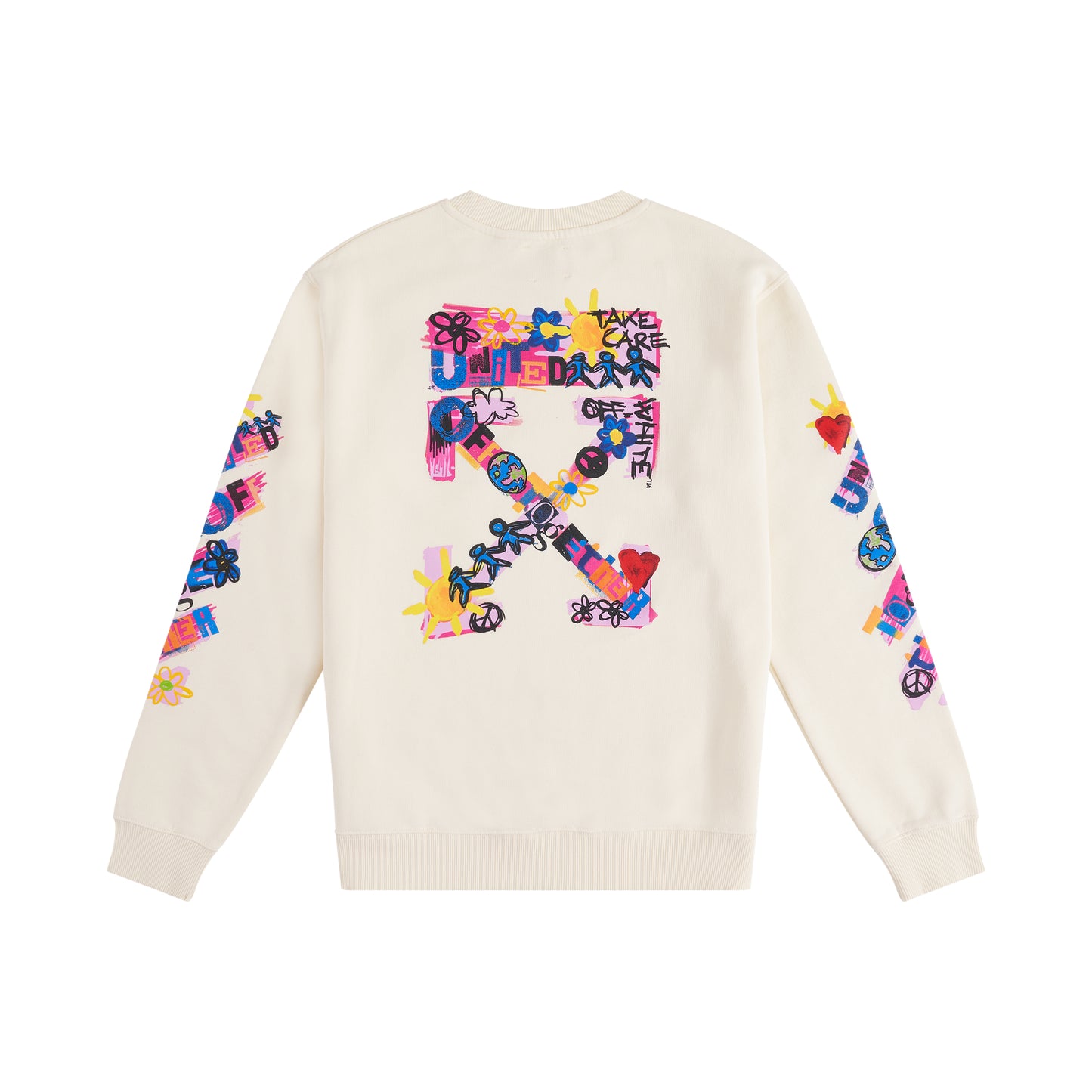 OW Together Crewneck in Off White/Pink