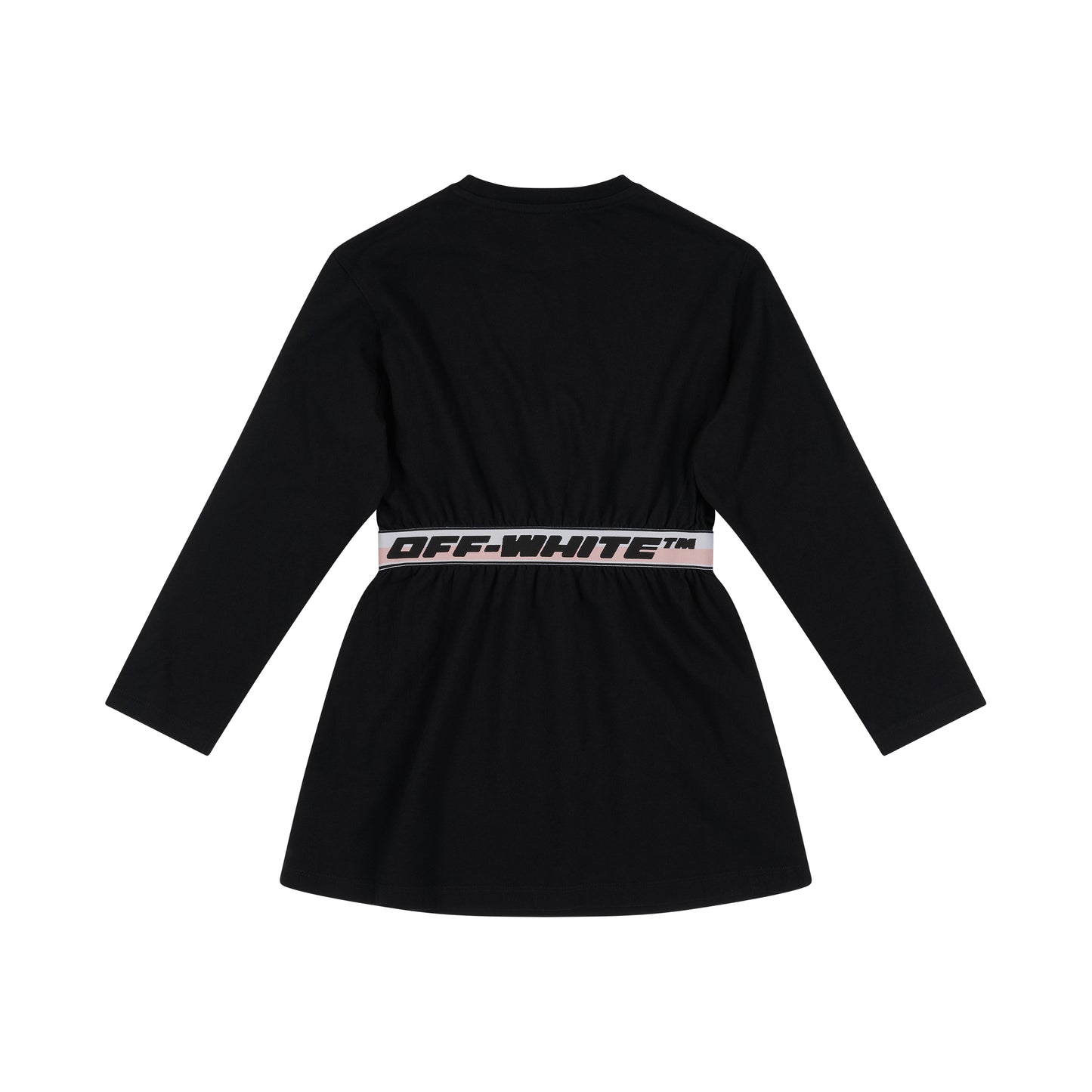 Logo Band Long Sleeve Dress in Black