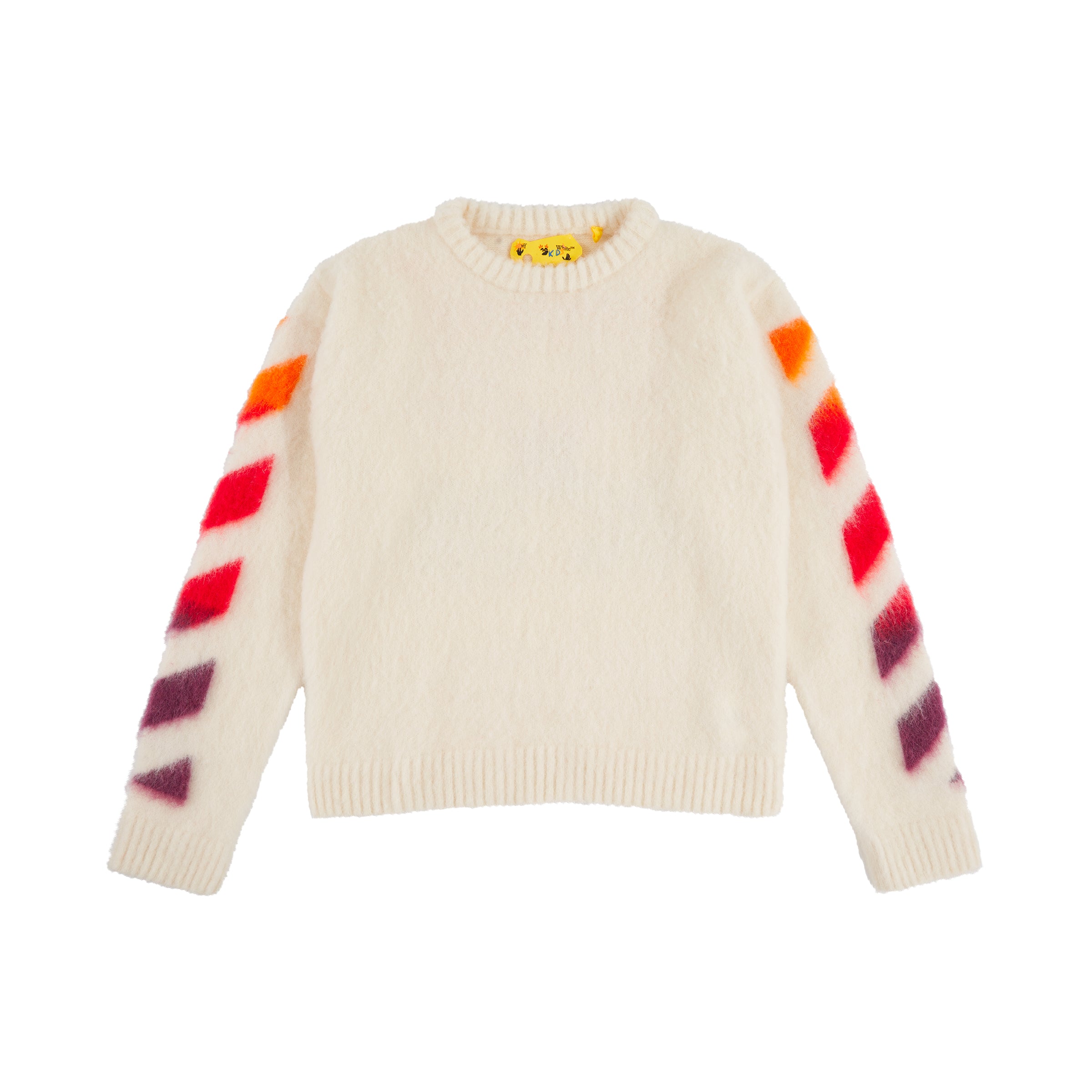 Arrow Mohair Knit Crewneck in Off White/Red