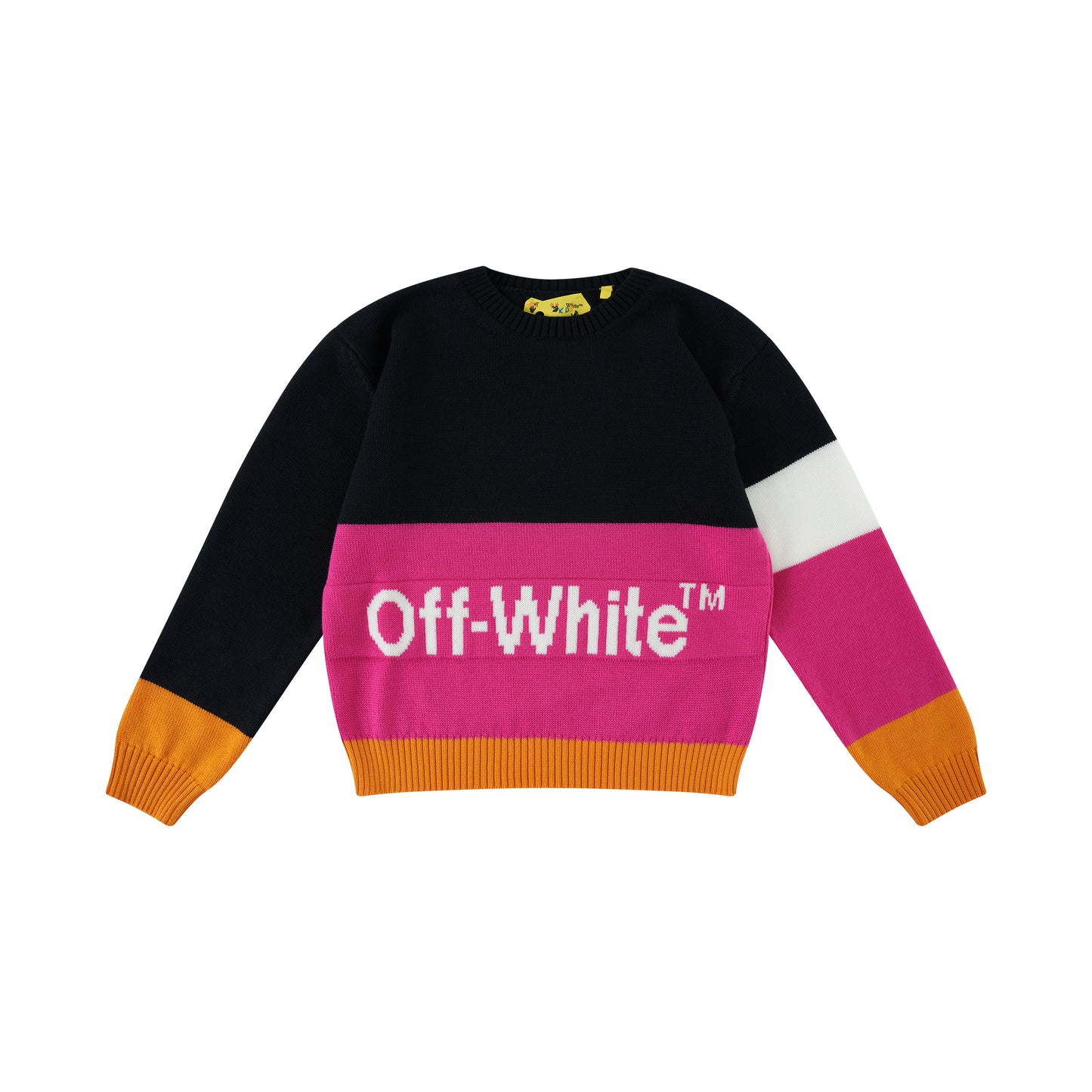Colour Block Knit Crewneck in Black/White